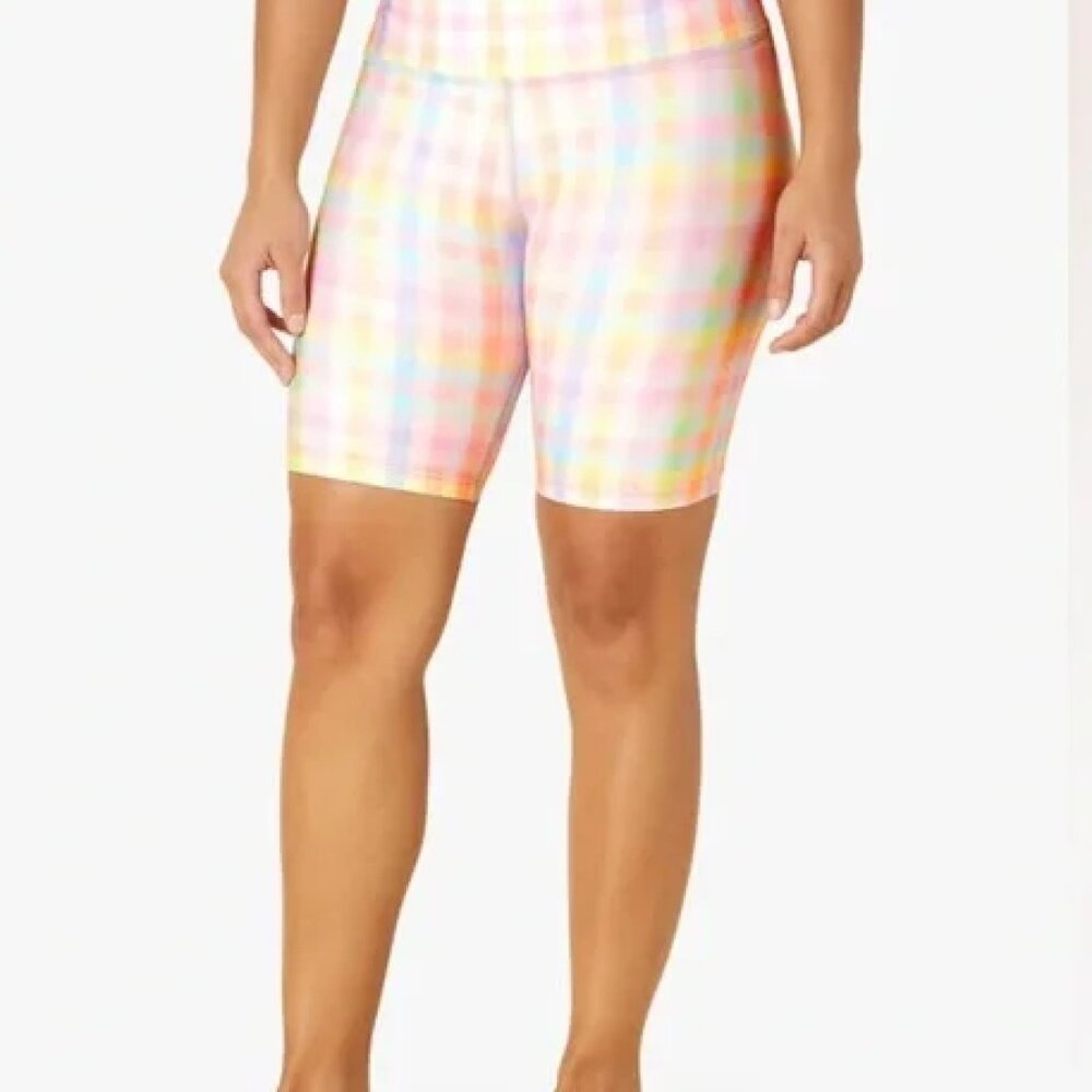 Beyond Yoga Pastel Gingham High Waisted Biker Shorts - Picture 2 of 7